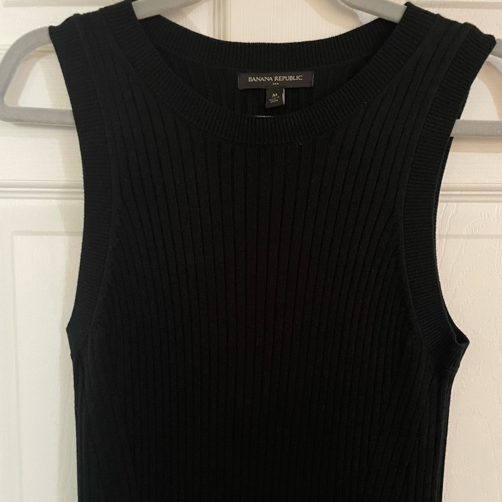 Ribbed Banana Republic Elegant Black Sleeveless knit Dress - Picture 2 of 4